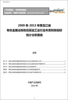 2009-2013年黑龙江省有色金属冶炼和压延加工业行业财务指标分析年报